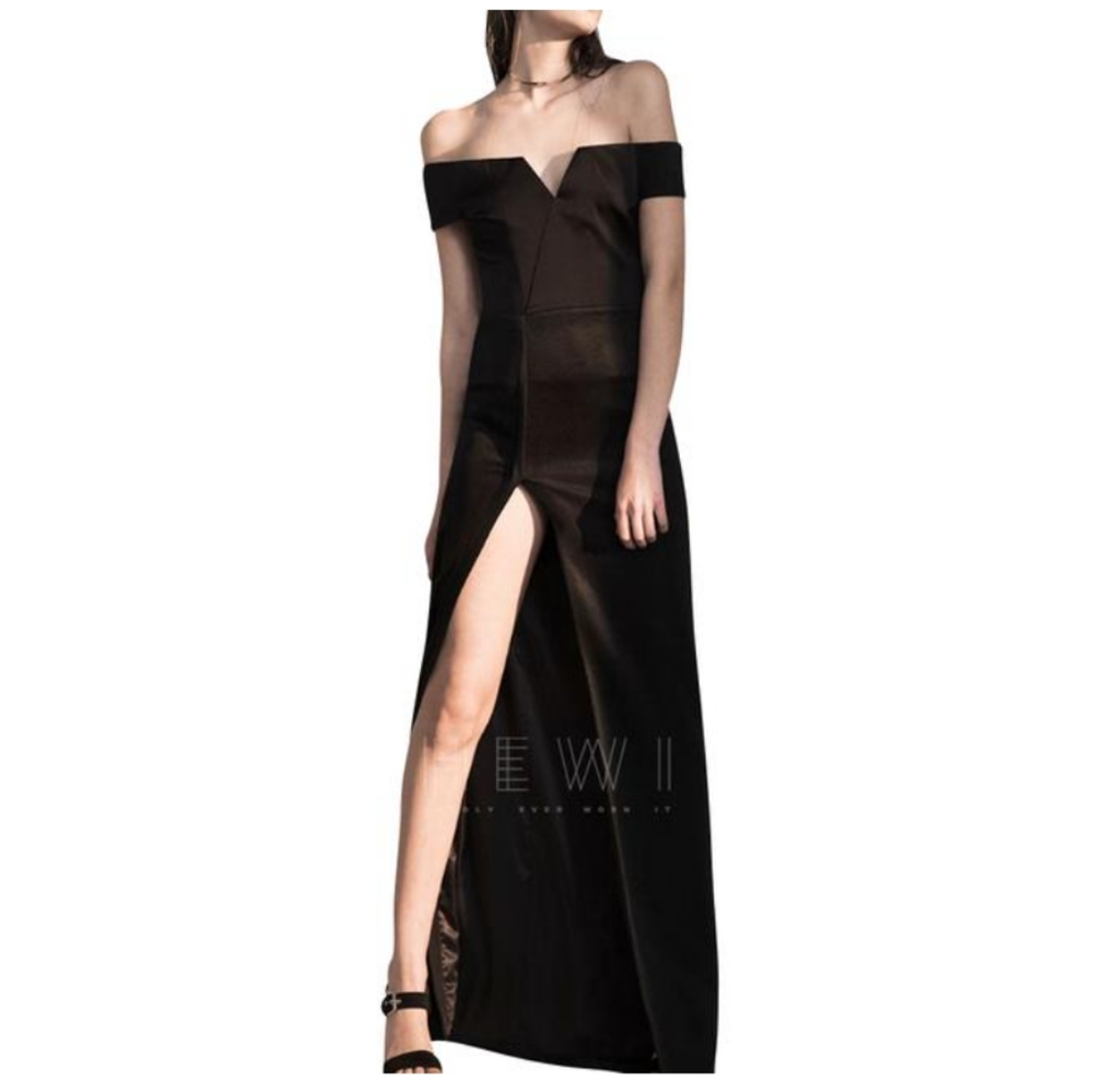 GALVAN LONDON Black Satin Gown